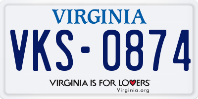 VA license plate VKS0874