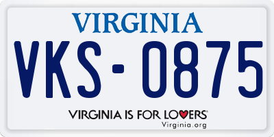 VA license plate VKS0875
