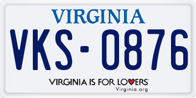 VA license plate VKS0876