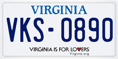 VA license plate VKS0890