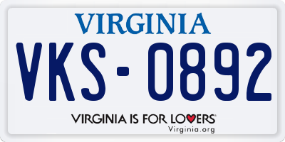VA license plate VKS0892