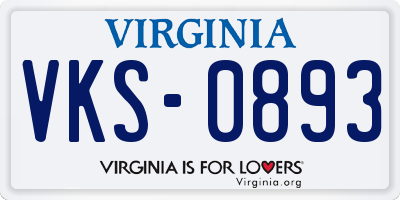 VA license plate VKS0893