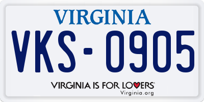 VA license plate VKS0905