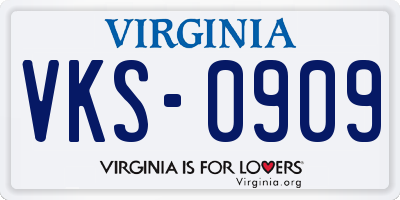 VA license plate VKS0909