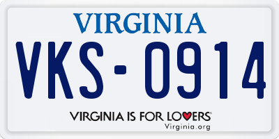 VA license plate VKS0914