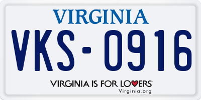 VA license plate VKS0916