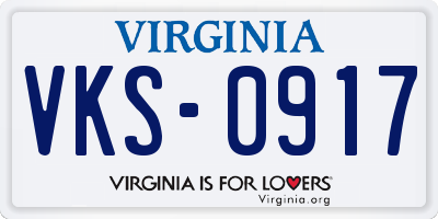 VA license plate VKS0917