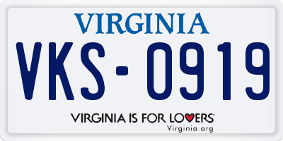 VA license plate VKS0919