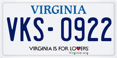 VA license plate VKS0922