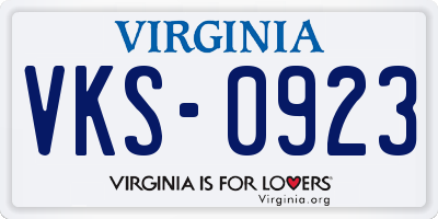 VA license plate VKS0923