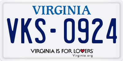 VA license plate VKS0924