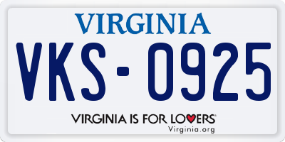 VA license plate VKS0925