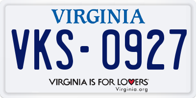 VA license plate VKS0927
