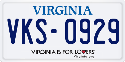 VA license plate VKS0929