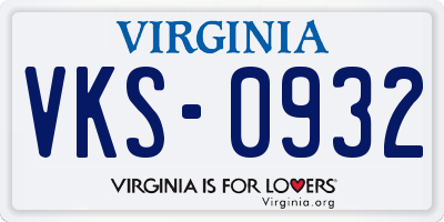 VA license plate VKS0932