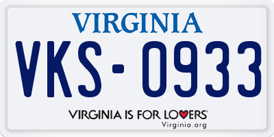 VA license plate VKS0933
