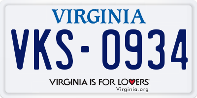 VA license plate VKS0934