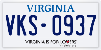 VA license plate VKS0937