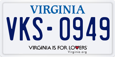 VA license plate VKS0949
