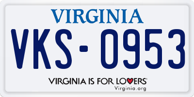 VA license plate VKS0953
