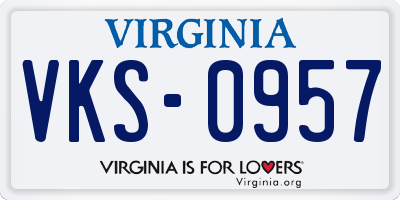 VA license plate VKS0957
