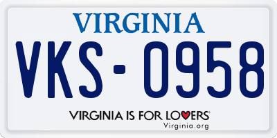 VA license plate VKS0958
