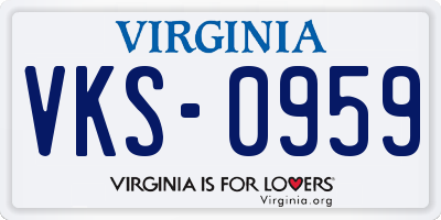 VA license plate VKS0959