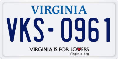 VA license plate VKS0961
