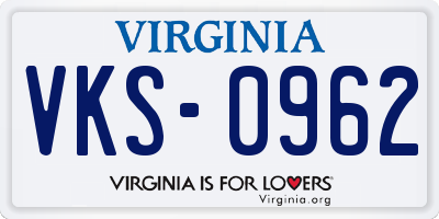 VA license plate VKS0962