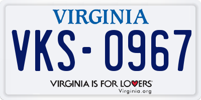 VA license plate VKS0967