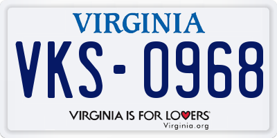 VA license plate VKS0968
