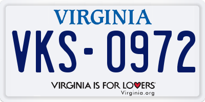 VA license plate VKS0972