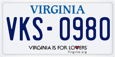 VA license plate VKS0980