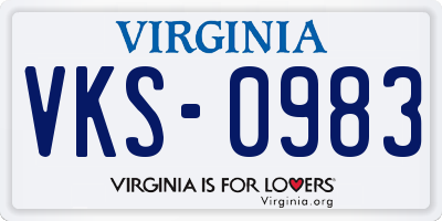 VA license plate VKS0983