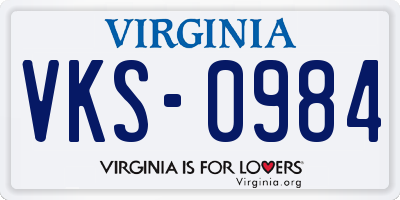 VA license plate VKS0984