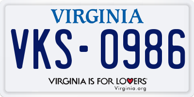 VA license plate VKS0986