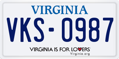 VA license plate VKS0987