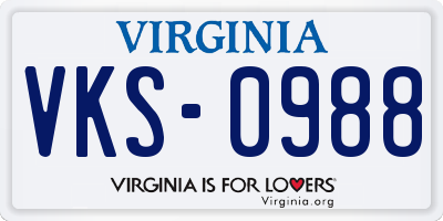 VA license plate VKS0988