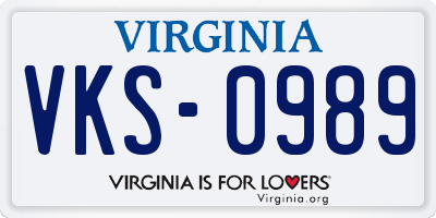 VA license plate VKS0989