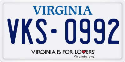 VA license plate VKS0992