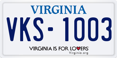 VA license plate VKS1003