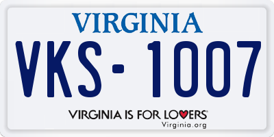 VA license plate VKS1007