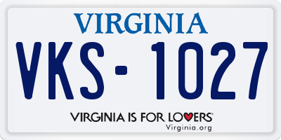 VA license plate VKS1027