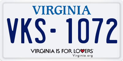 VA license plate VKS1072