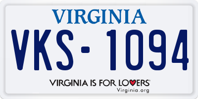VA license plate VKS1094