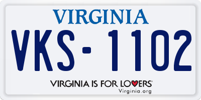 VA license plate VKS1102