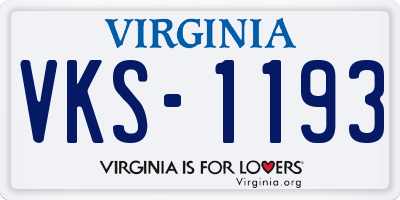VA license plate VKS1193