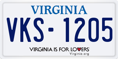 VA license plate VKS1205