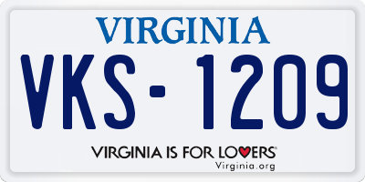 VA license plate VKS1209