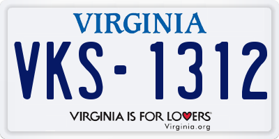 VA license plate VKS1312